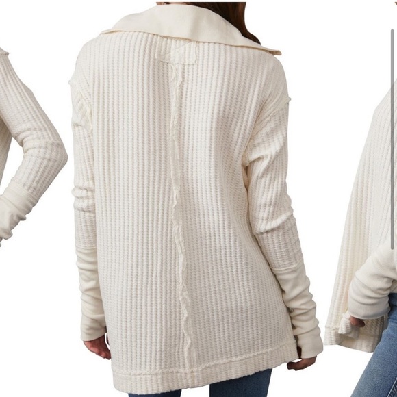 FREE PEOPLE We the Free Raymond Thermal Top Cream Size Medium - Picture 2 of 6